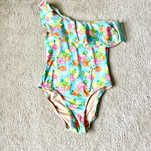 NWT HALEY and the HOUND Citrus Lemon One Shoulder Ruffled Bathing Suit—SZ. S - Picture 7 of 10